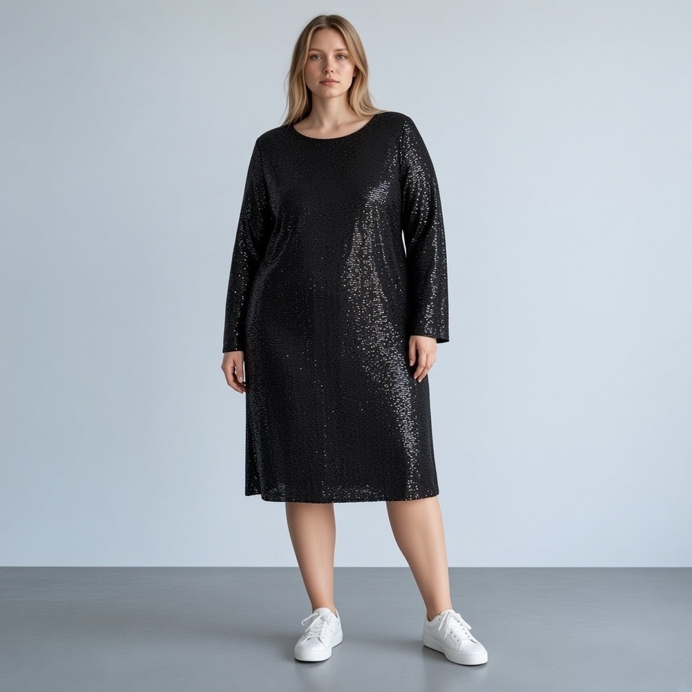 Calvin Klein Black Sequin Drape Back Sheath Dress Plus Size 22W CX2A2W3B